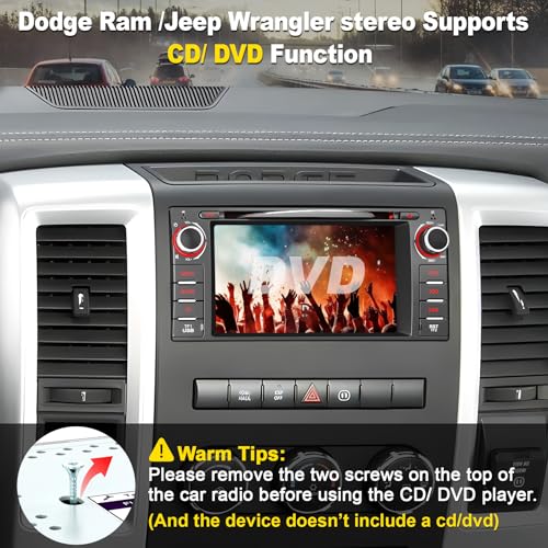 Adapter-Universe Car Radio Stereo with CD/DVD Player for Dodge RAM 1500 2500 3500 (2009-2012), for Jeep Wrangle/Unlimited (2007-2015),7 Inch Head Unit with CarPlay & Android Auto,Bluetooth & GPS Navigation - Image 4