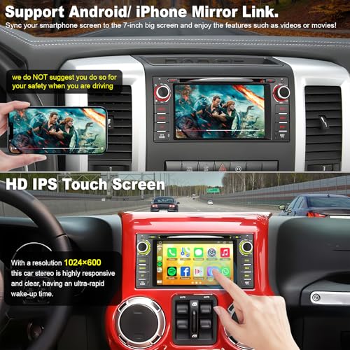 Adapter-Universe Car Radio Stereo with CD/DVD Player for Dodge RAM 1500 2500 3500 (2009-2012), for Jeep Wrangle/Unlimited (2007-2015),7 Inch Head Unit with CarPlay & Android Auto,Bluetooth & GPS Navigation - Image 5