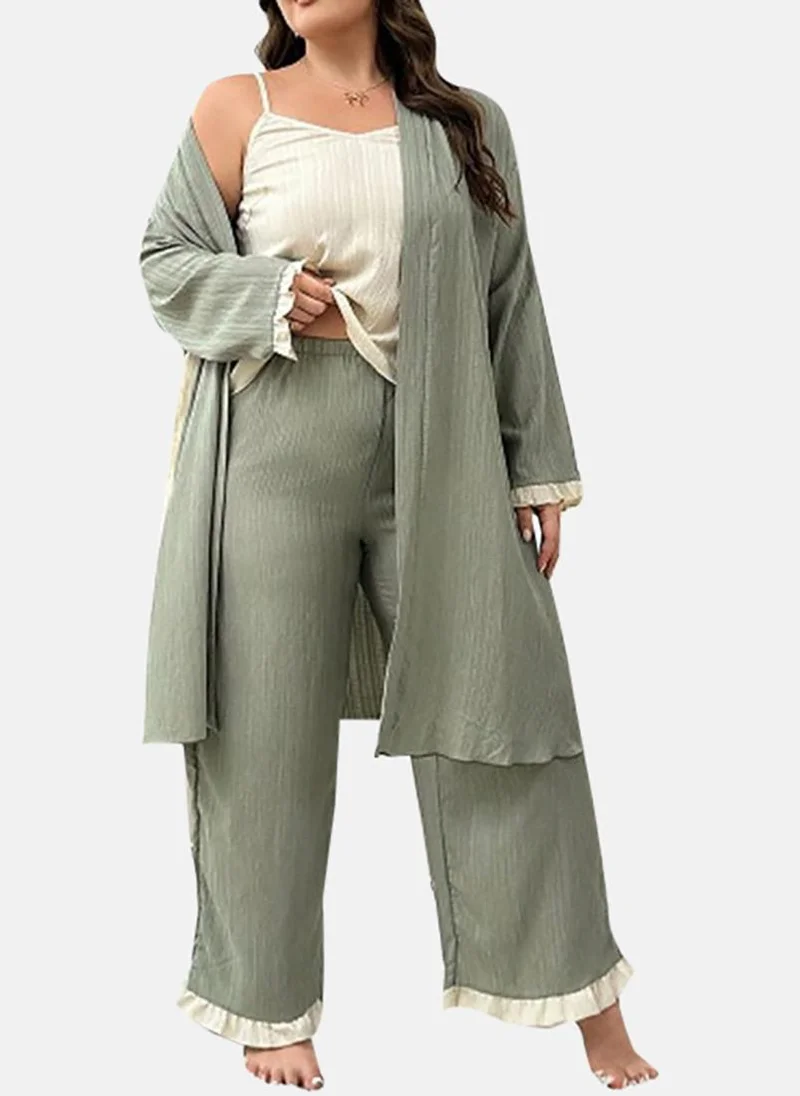 يونيكي Grey Solid Pyjamas,Robe & Crop Top