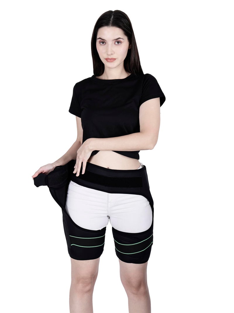 Soulvinee® Groin Support Compression Brace for Hip Flexor Thigh Hamstring Sacroiliac Joint Sciatic NervePain Relief. Binder Harness - Both Hips Protection with Hip Joint Buffer Pads Adjustable Wrap for Men and Women Provides Recovery for Pulled Muscles Free Size Unisex pcs 1 - Image 2