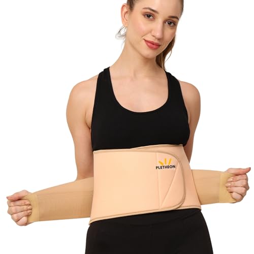PLETHEON Post Pregnancy Waist Clincher | 3 in 1 Postpartum Belt for Women | Tummy Control Abdominal Binder | Back Support, Belly Compression | Slimming Shapewear Corset for Recovery (Single beige) - Image 1