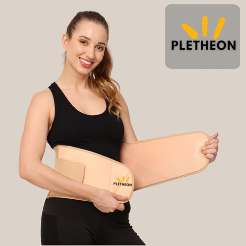 PLETHEON Post Pregnancy Waist Clincher | 3 in 1 Postpartum Belt for Women | Tummy Control Abdominal Binder | Back Support, Belly Compression | Slimming Shapewear Corset for Recovery (Single beige) - Image 3