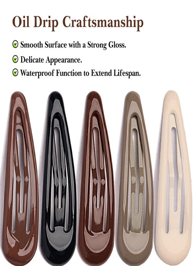 Zoolinn 20 Pieces No-Slip Water Drop Hair Clips – Snap Barrettes for Women, 1.96 Inch, Simple & Elegant Design - Image 3