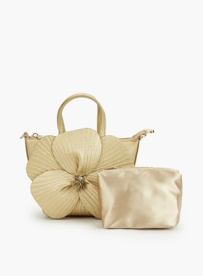 ميسي حقيبة يد معدنية بتفاصيل زهور مجموعة رمضان