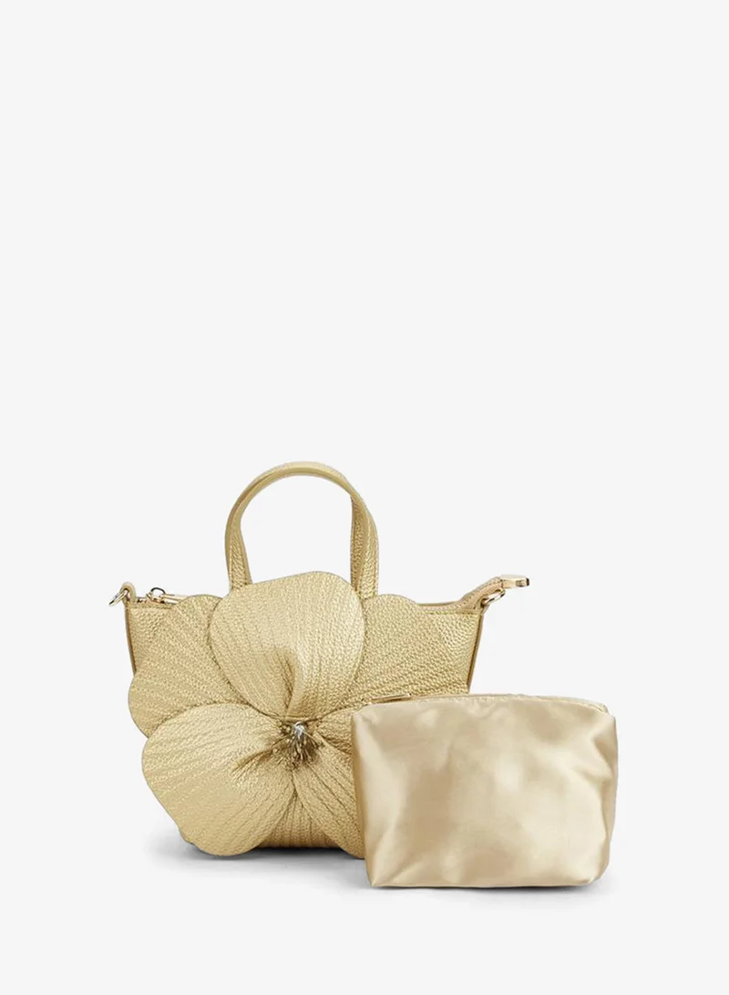 MISSY metallic Tote with flower detailing Ramadan Collection