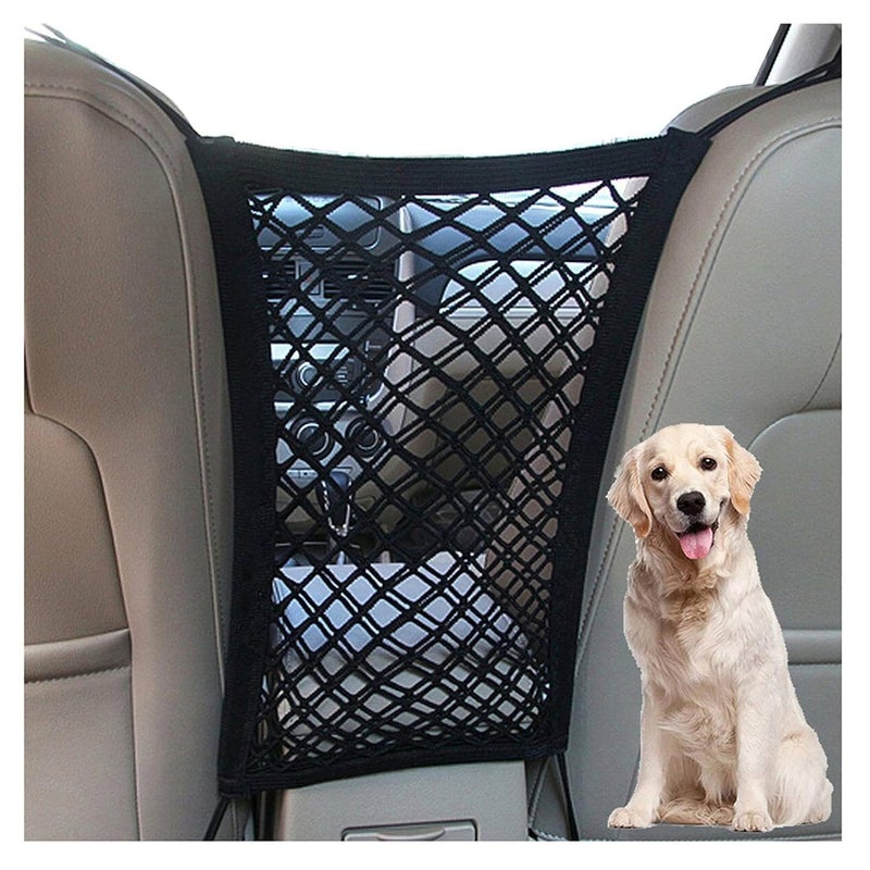 Careflection Car Mesh Organizer, Seat Back Net Bag, Barrier of Backseat Pet Kids, Cargo Tissue Purse Holder, Driver Storage Netting Pouch - Image 1