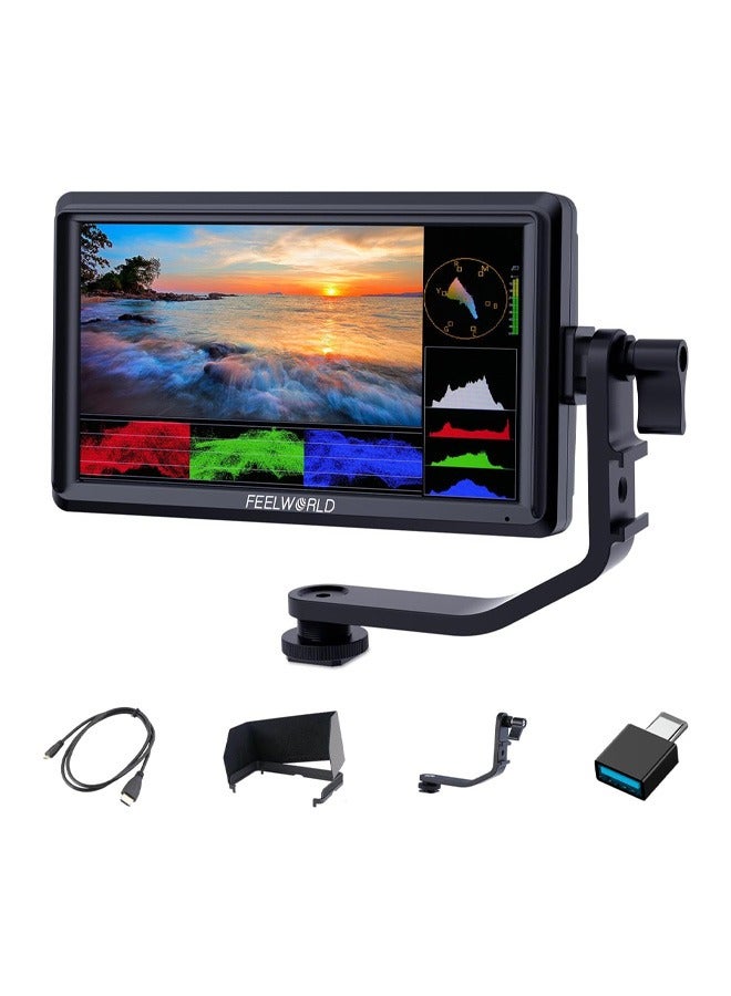 Feelworld FEELWORLD FW568 V3 6 inch DSLR Camera Field Monitor with Waveform LUTs Video Peaking Focus Assist 1920x1080 IPS with 4K HDMI 8.4V DC Input Output  - Image 1