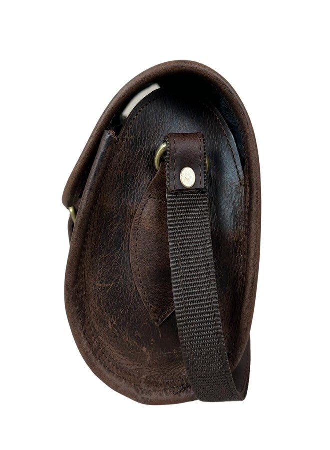 Madosh Genuine Leather Women’s Shoulder Brown Crossbody Flap Over Small Sling Side Purse, Brown, Mini - Image 3