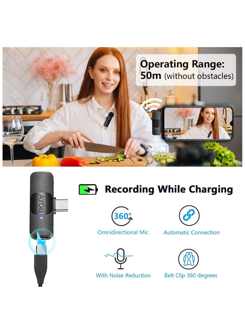 BOYA BY-V2 Dual Microphone USB-C Connector 2.4GHz Wireless Ultracompact Microphone System - Image 2