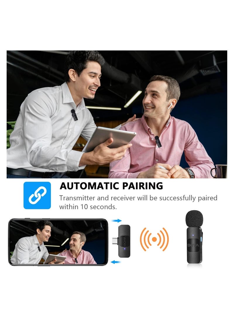 BOYA BY-V2 Dual Microphone USB-C Connector 2.4GHz Wireless Ultracompact Microphone System - Image 3