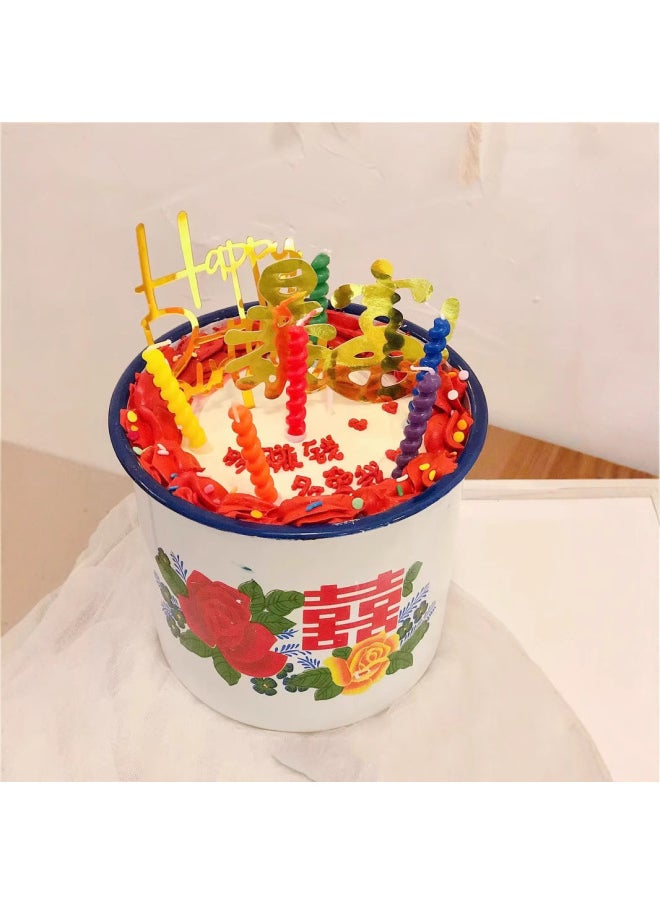 Generic - Enamel Cup Nostalgic Classic Large Iron Cup With Lid Old-fashioned Double Happiness Tea Tank Old Cadre Large Capacity Water Tea Wholesale-Color:Girdle (just Girdle Without Cup)-Capacity:10cm750ml (random Pattern) - Image 1