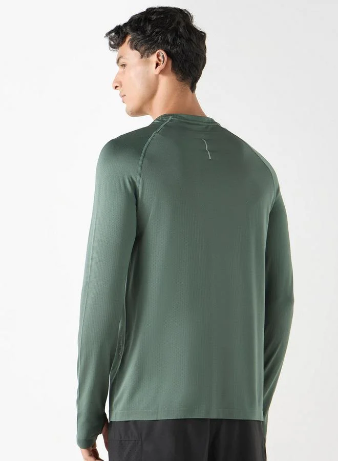 ADOT by Splash Textured Crew Neck T-shirt with Raglan Sleeves