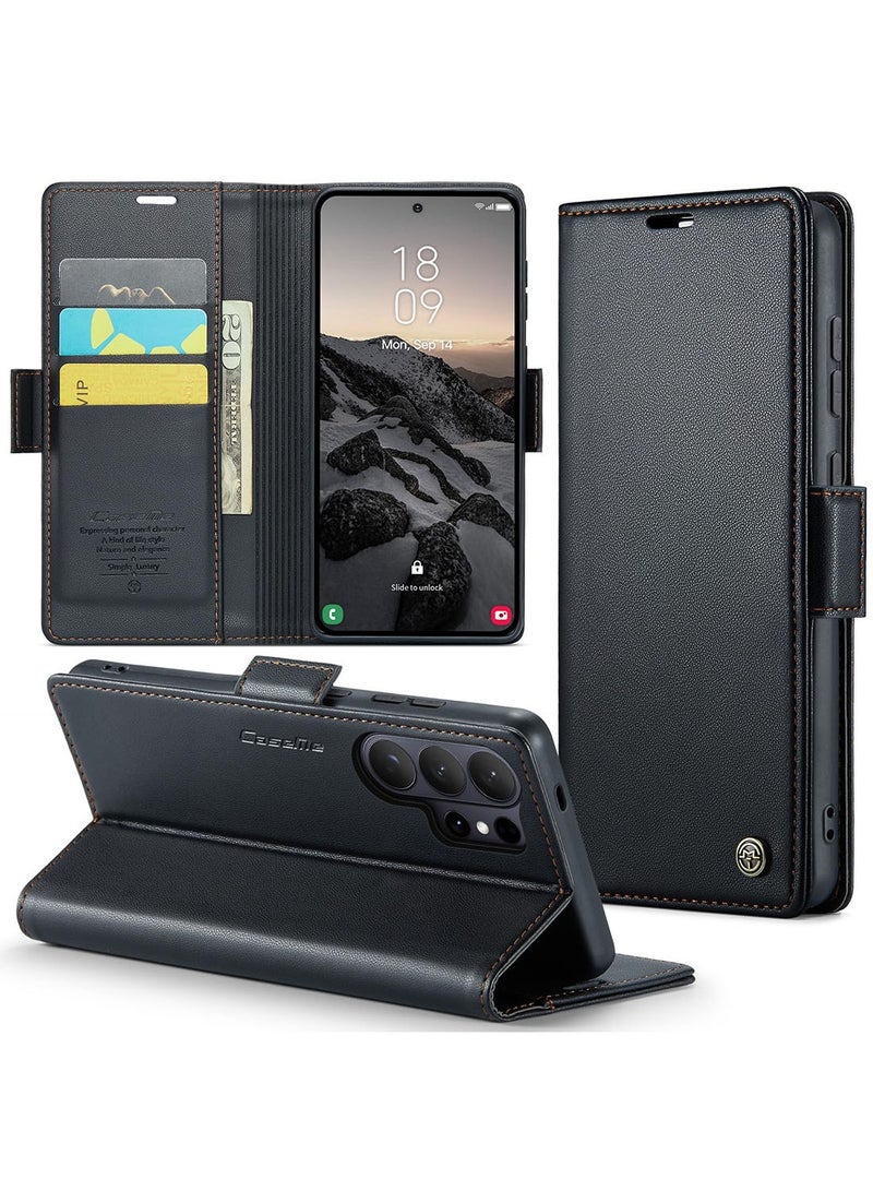 for Samsung Galaxy S26 Ultra Wallet Case with Card Holder, RFID Blocking Credit Slots Kickstand Shockproof Phone Cover for Women Men, [2 in 1] PU Leather Flip Folio Case Black - Image 1