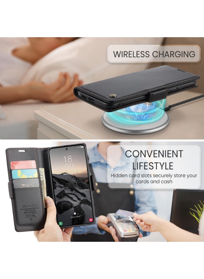 for Samsung Galaxy S26 Ultra Wallet Case with Card Holder, RFID Blocking Credit Slots Kickstand Shockproof Phone Cover for Women Men, [2 in 1] PU Leather Flip Folio Case Black - Image 5