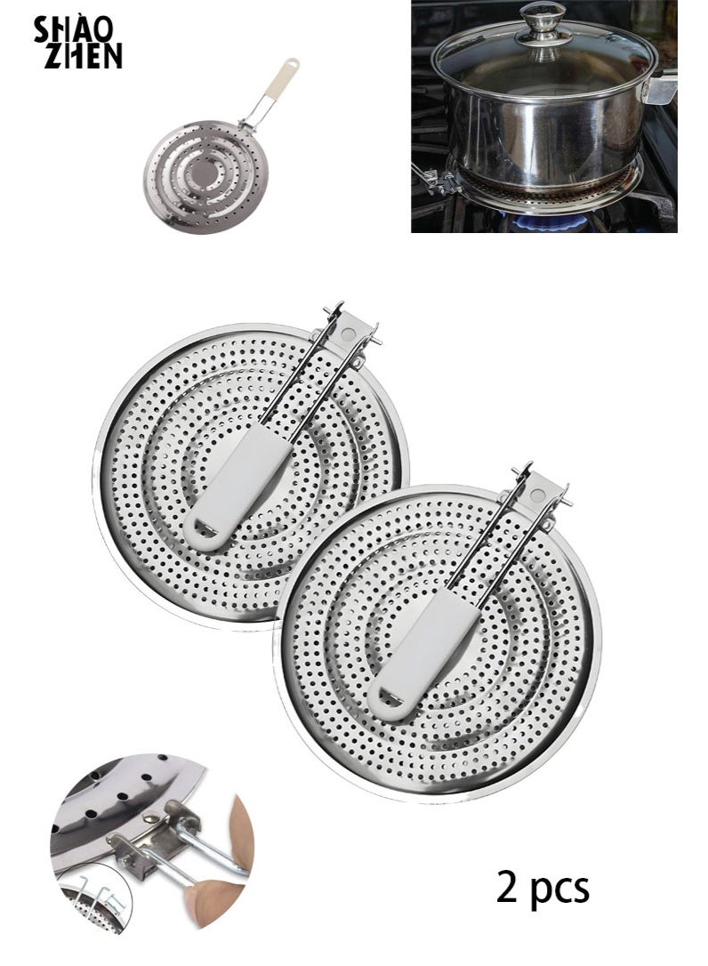 SHAOZHEN 2 Pack Double Thickening Heat Diffuser Reducer Flame Guard Simmer Plate, Stainless Steel for Electric and Gas Stovetops - Image 1