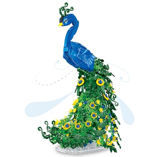 Vziimo Peacock Flowers Building Set 807PCS Peacock Creative Bird Model Home Deocr and Office Art Gift for Mom Women Girlfriend Adults 14 Compatible with Major Brand - Image 1