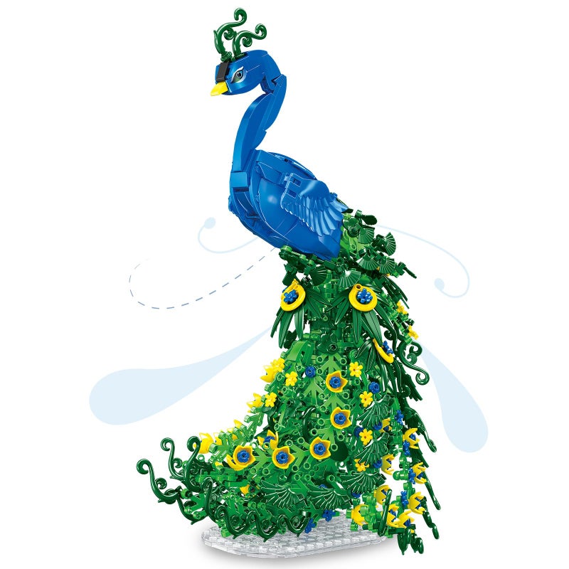 Vziimo Peacock Flowers Building Set 807PCS Peacock Creative Bird Model Home Deocr and Office Art Gift for Mom Women Girlfriend Adults 14 Compatible with Major Brand - Image 3