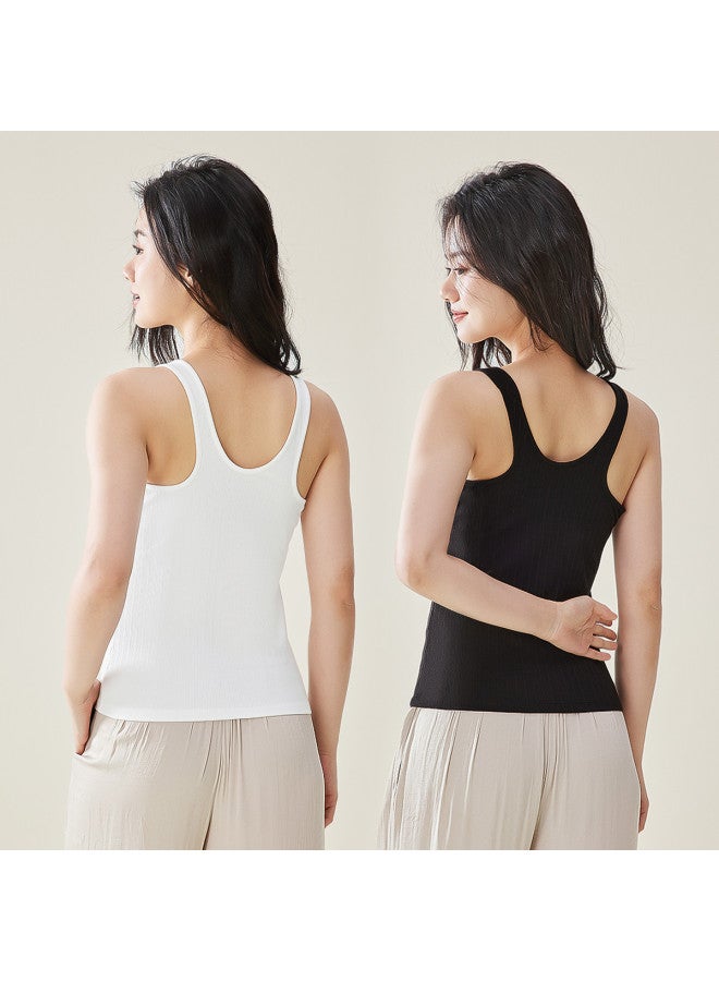 Red Bean 2-عبوة قمصان بدون أكمام مخططة عمودياً - قمصان قطنية قابلة للتنفس للتكديس أو كملابس خارجية - Image 4