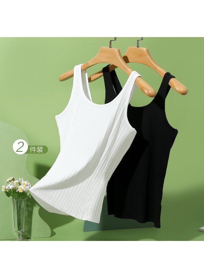 Red Bean 2-عبوة قمصان بدون أكمام مخططة عمودياً - قمصان قطنية قابلة للتنفس للتكديس أو كملابس خارجية - Image 3