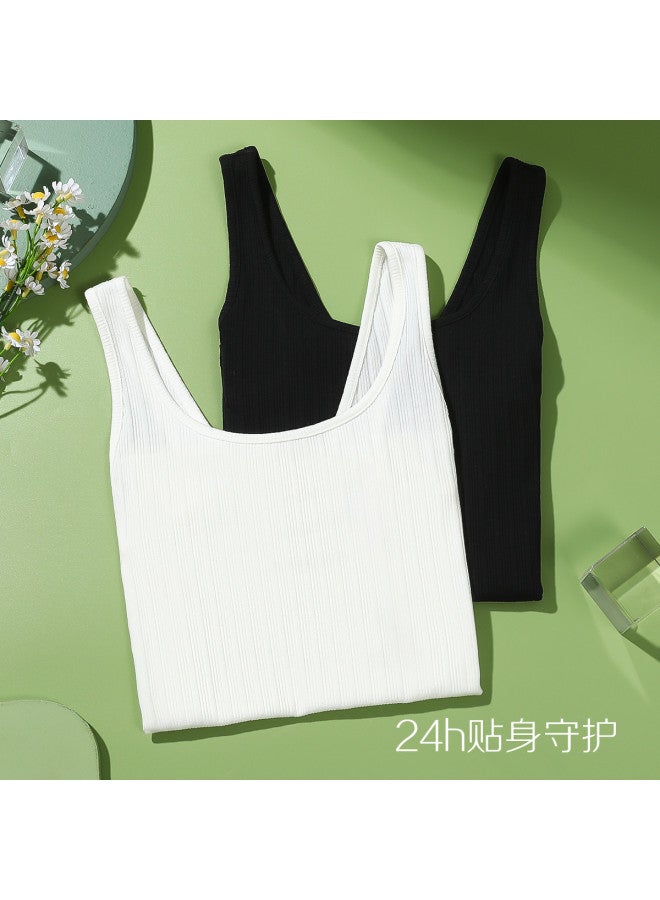 Red Bean 2-عبوة قمصان بدون أكمام مخططة عمودياً - قمصان قطنية قابلة للتنفس للتكديس أو كملابس خارجية - Image 5