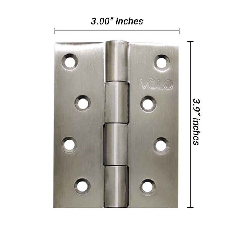 Volo Volo 4 inch x 3 inch x 3 mm Thicknes Extra Heavy Stainless Steel Premium Door Hinges Satin Silver FinishPack of 8Pcs  - Image 2