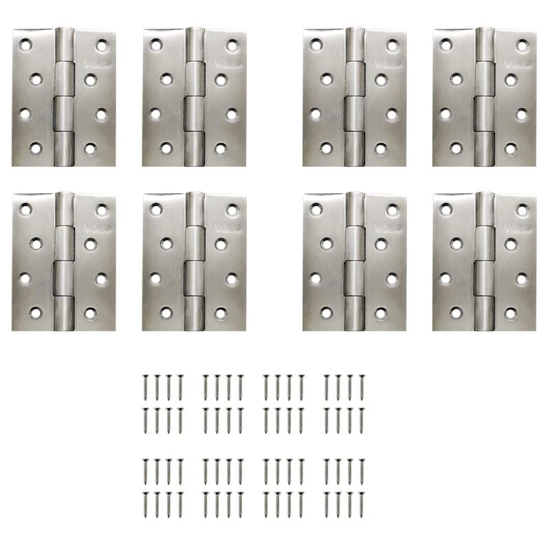 Volo Volo 4 inch x 3 inch x 3 mm Thicknes Extra Heavy Stainless Steel Premium Door Hinges Satin Silver FinishPack of 8Pcs  - Image 1