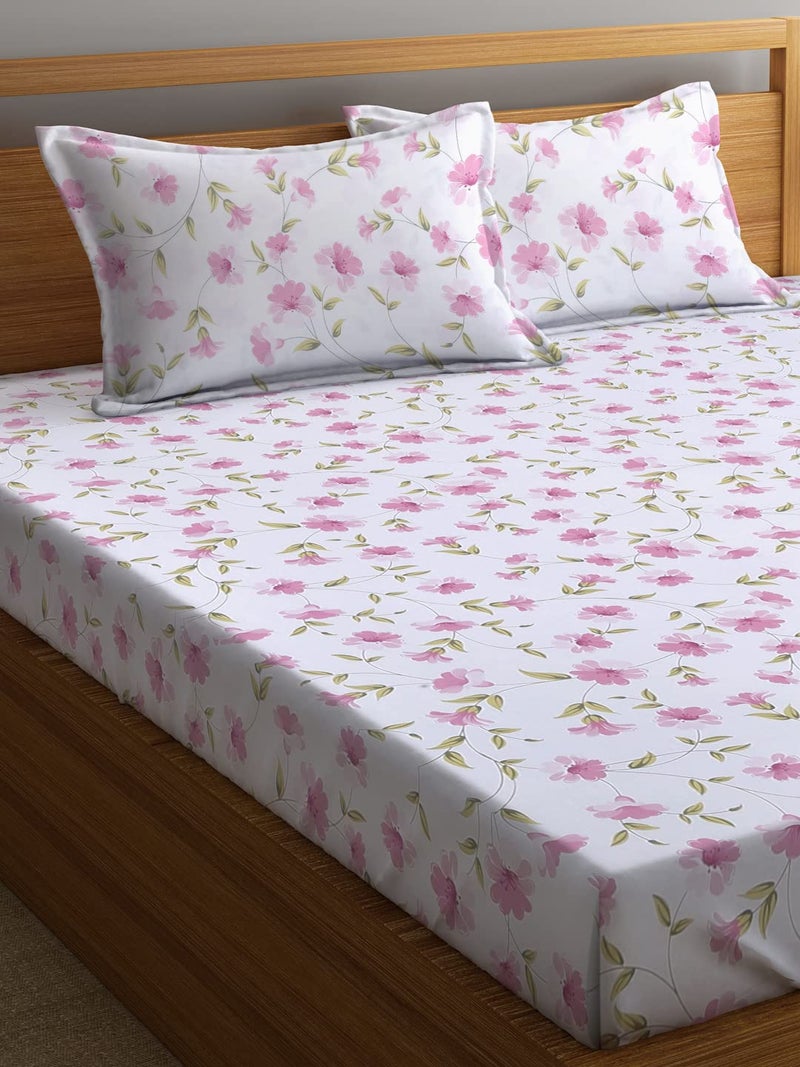 Ambra Linens 180TC Premium Bed Sheet Set, Bed Sheet Double Bed, 100% Cotton, Soft & Smooth Flat Sheets, Bed Sheet for All-Season Use, 1 Bedsheet and 2 Pillowcases (Queen Size) - Image 2