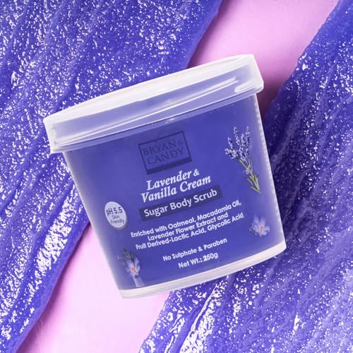 BRYAN  CANDY Bryan & Candy Sugar Body Scrub PH 5.5 For Tan Removal & Exfoliation | For Women & Men | 250g (Lavender & Vanilla Cream) - Image 2