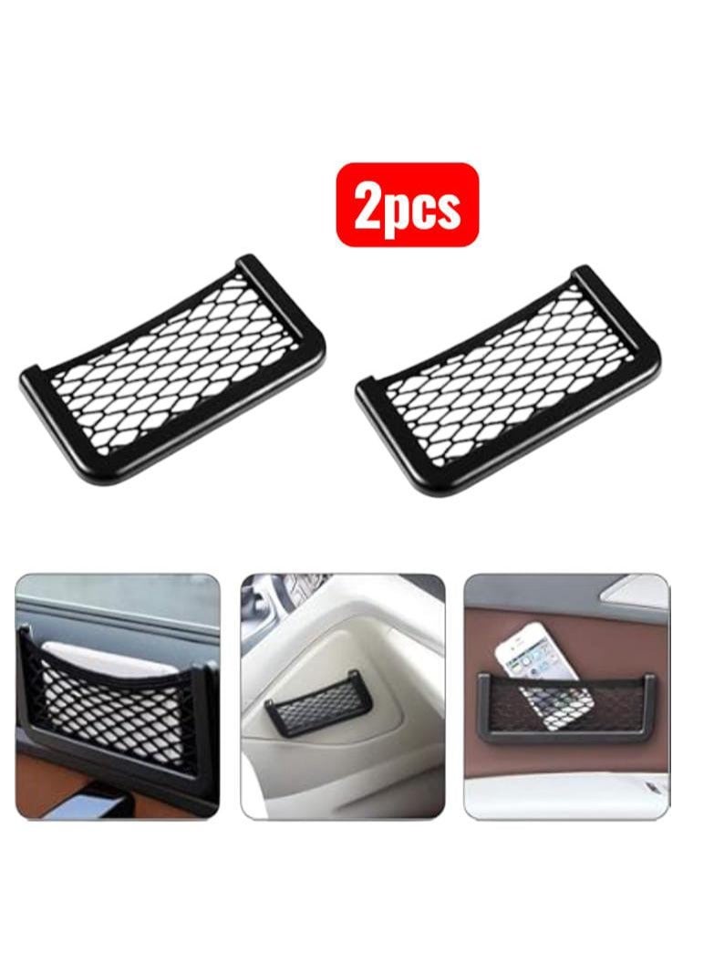 2-Pack Mesh Storage Bag, Smart Phone Organizer Holder with Ultra Clear Adhesive Frame, Car Visor Holder - Image 1
