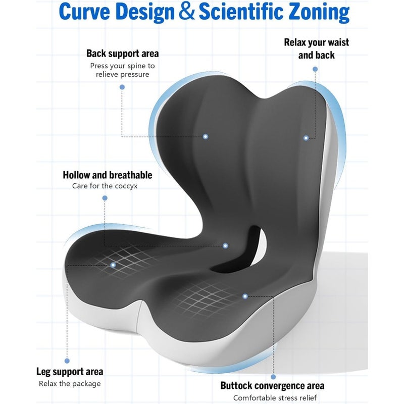 Seat Cushion Lumbar Support Pillow for Office Chair: Memory Foam Chair Cushion, Ergonomic Coccyx Cushion for Office Car Driver, Tailbone Pain Relief, Back andTailbone Support, Removable Cover - Image 5