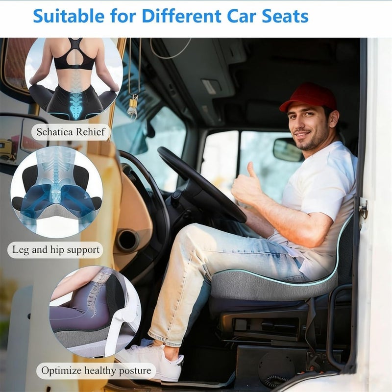 Seat Cushion Lumbar Support Pillow for Office Chair: Memory Foam Chair Cushion, Ergonomic Coccyx Cushion for Office Car Driver, Tailbone Pain Relief, Back andTailbone Support, Removable Cover - Image 3