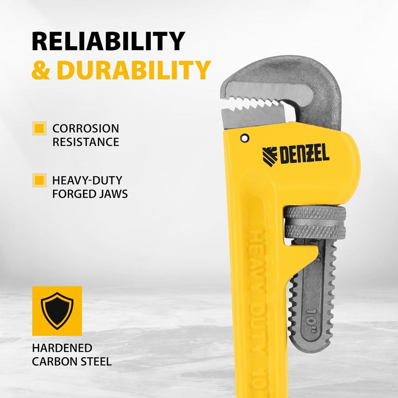 Denzel Pipe Wrench 10-Inch – Heavy-Duty Adjustable Wrench for Plumbing & Mechanical Work - Image 2