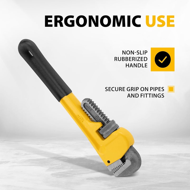 Denzel Pipe Wrench 10-Inch – Heavy-Duty Adjustable Wrench for Plumbing & Mechanical Work - Image 3