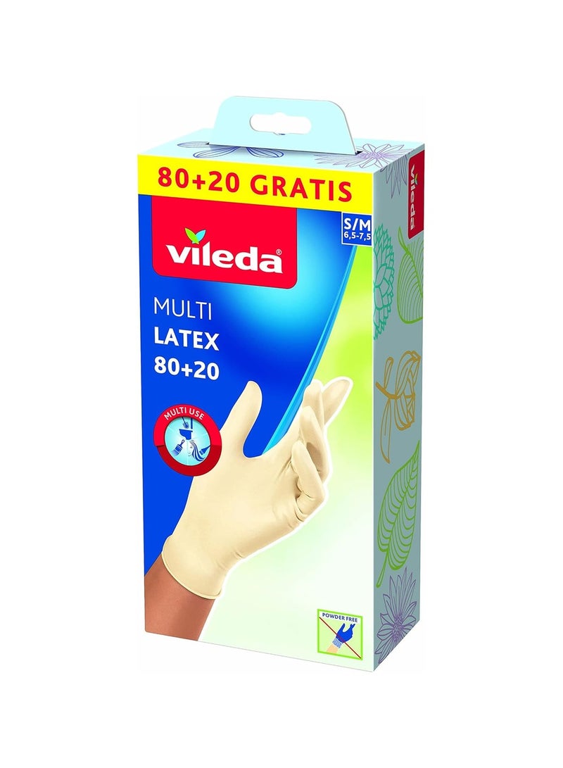 Vileda Gloves Latex S/M 80+20 Pieces  - Image 1