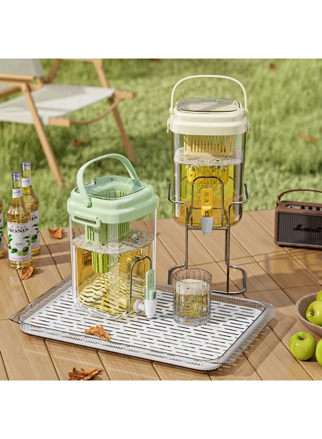 Clear Cold Beverage & Juice Dispenser with Spigot, Integrated Infuser, Tall Metal Stand with Drip Tray, and Top Carrying Handle - Image 1