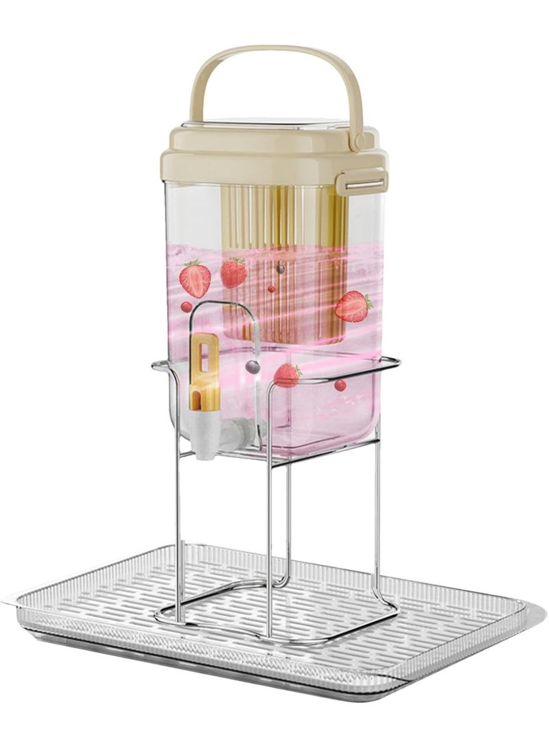 Clear Cold Beverage & Juice Dispenser with Spigot, Integrated Infuser, Tall Metal Stand with Drip Tray, and Top Carrying Handle - Image 4