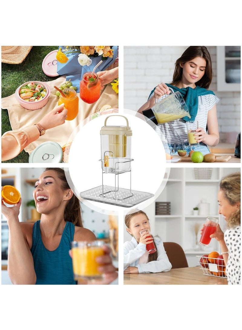 Clear Cold Beverage & Juice Dispenser with Spigot, Integrated Infuser, Tall Metal Stand with Drip Tray, and Top Carrying Handle - Image 5
