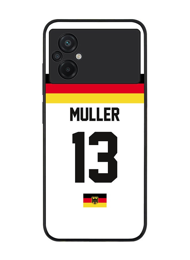 Stylizedd Rugged Black edge case for Xiaomi Poco M5 Slim fit Soft Case Flexible Rubber Edges Anti Drop TPU Gel Thin Cover - Football Team - Germany Player Name - Muller - Image 1