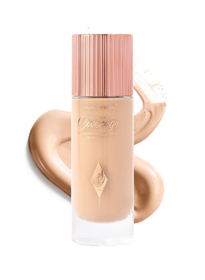 DAWANG ROSE Full Coverage Liquid Foundation, Smoothing Makeup Base Concealer Foundation, Matte Wear Concealer Block Cream, Minimizes Pores, Hides Wrinkles, Smooths & Blurs Skin, Advanced Real Moisture Foundation - #03 - Image 1