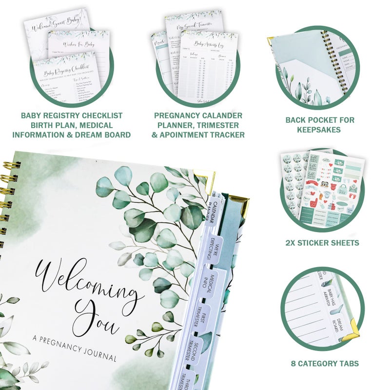 ZICOTO Pregnancy Journal and Memory Book with Stickers and Keepsake Pocket - Lovely Must Have Gift for First Time Moms to Be - The Perfect Planner to Track Your Little Ones Life-Changing Journey - Image 4