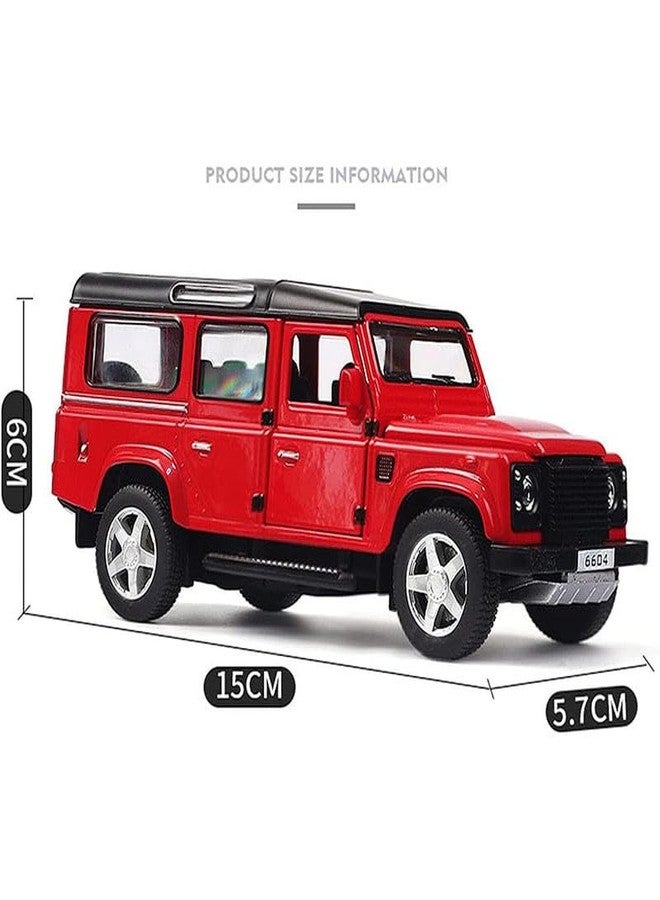 AHBHT Kids Model 1:32 Defender Die Cast Metal Car Pull Back Action Opening Doors with Realistic Engine Sound Lights Toy Car Gift for Boys - Red - Image 2