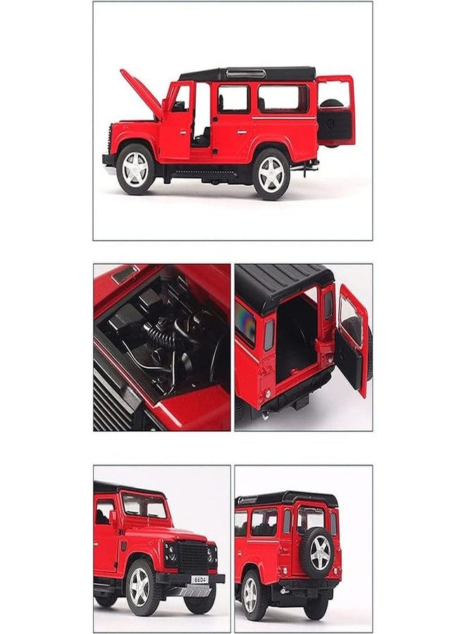 AHBHT Kids Model 1:32 Defender Die Cast Metal Car Pull Back Action Opening Doors with Realistic Engine Sound Lights Toy Car Gift for Boys - Red - Image 3