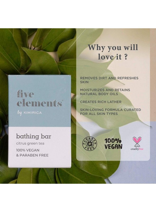 KIMIRICA Five Elements Citrus Green Tea Bathing Soap Bar For Deep Cleansing And Toning Handmade For All Skin Types Men And Women 100% Vegan & Paraben Free (100G) - Image 3