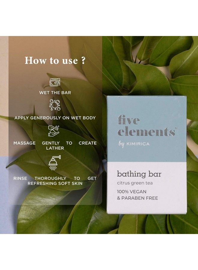 KIMIRICA Five Elements Citrus Green Tea Bathing Soap Bar For Deep Cleansing And Toning Handmade For All Skin Types Men And Women 100% Vegan & Paraben Free (100G) - Image 5