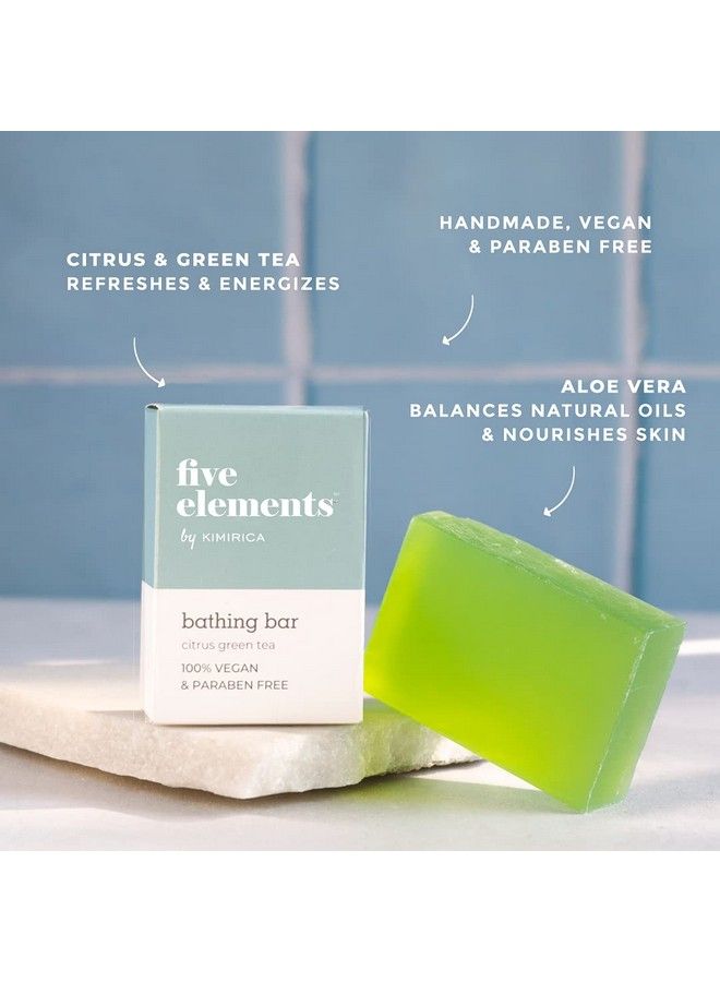 KIMIRICA Five Elements Citrus Green Tea Bathing Soap Bar For Deep Cleansing And Toning Handmade For All Skin Types Men And Women 100% Vegan & Paraben Free (100G) - Image 4