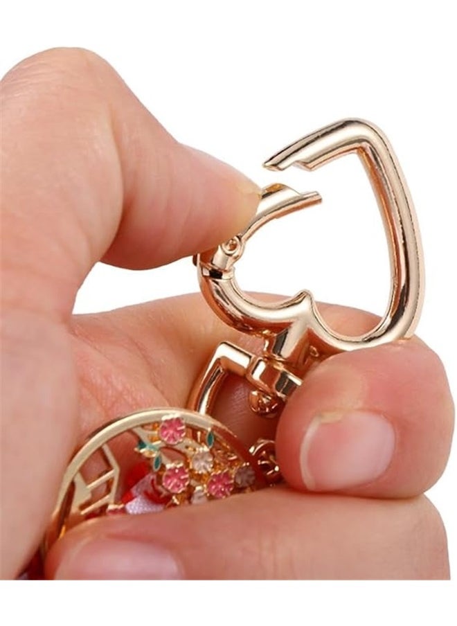 yongsheng Key Ring, Key Chain, Style Keychain with Red and White Floral Ribbon, Gold Tone Metal Charms Including Fan and Coin, Ideal for Keys, Bags, Car Keys and Phone Cases, Perfect for Travelers and Gifting  - Image 4