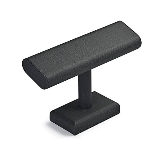 Oirlv Premium Leather Watch Display Stand Tbar Showcase Jewelry Display Holder Home Chain Bracelet Bangle Organizer Black - Image 1