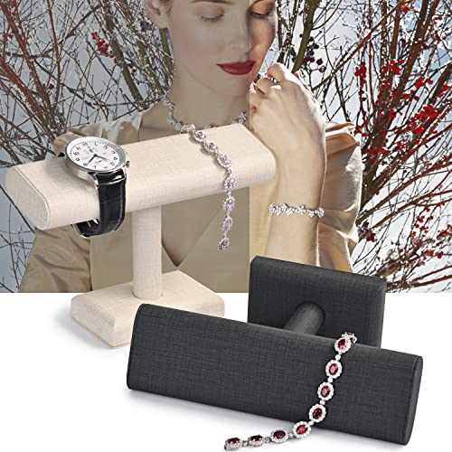 Oirlv Premium Leather Watch Display Stand Tbar Showcase Jewelry Display Holder Home Chain Bracelet Bangle Organizer Black - Image 3