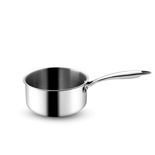 VAYA Hautechef Triply Stainless Steel Sauce Pan, 18cm, 2L – Induction & Gas Compatible, Heavy-Bottom Milk & Tea Pan, Toxin-Free, Easy to Clean - Image 1
