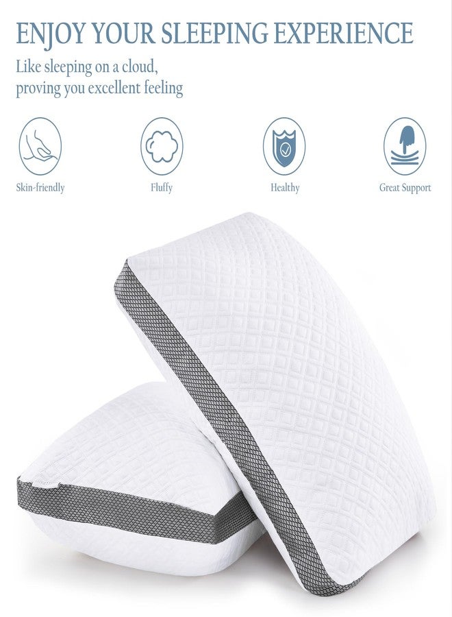 Luxe Linen Tencel Surface Pillow Polyester Inside, Shredded Memory Foam Adjustable Bed Pillow for Sleeping, Cooling Tencel Gusseted Pillows for Side Back Stomach Sleepers, Standard size 18"x26"（Pack of 1） - Image 5